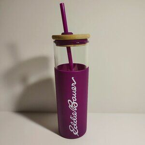 Eddie Bauer Bamboo Lid Eco Friendly Water Bottle Tumbler Purple Grippy
